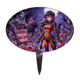 Trick or Treat Halloween Zombies Handing out Brain Cake Topper
