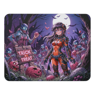 Trick or Treat Halloween Zombies Handing out Brain Door Sign