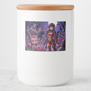 Trick or Treat Halloween Zombies Handing out Brain Food Label