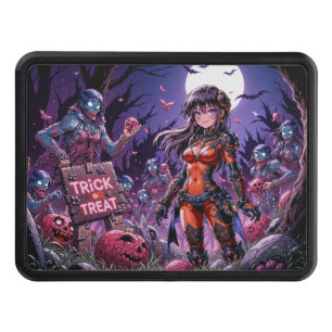 Trick or Treat Halloween Zombies Handing out Brain Hitch Cover