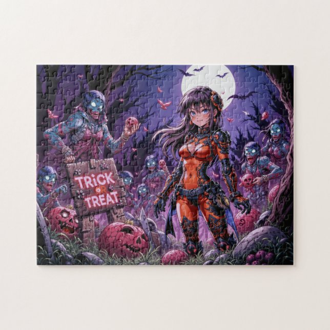Trick or Treat Halloween Zombies Handing out Brain Jigsaw Puzzle (Horizontal)