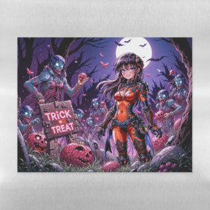 Trick or Treat Halloween Zombies Handing out Brain Magnetic Dry Erase Sheet