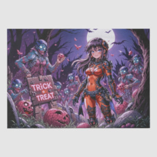 Trick or Treat Halloween Zombies Handing out Brain Tissue Paper