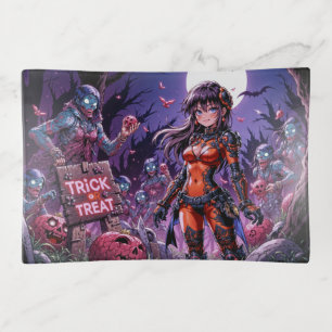 Trick or Treat Halloween Zombies Handing out Brain Trinket Tray