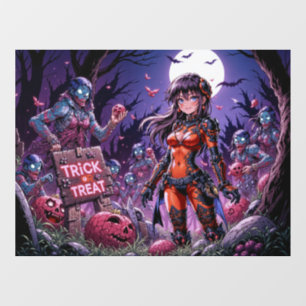 Trick or Treat Halloween Zombies Handing out Brain Window Cling