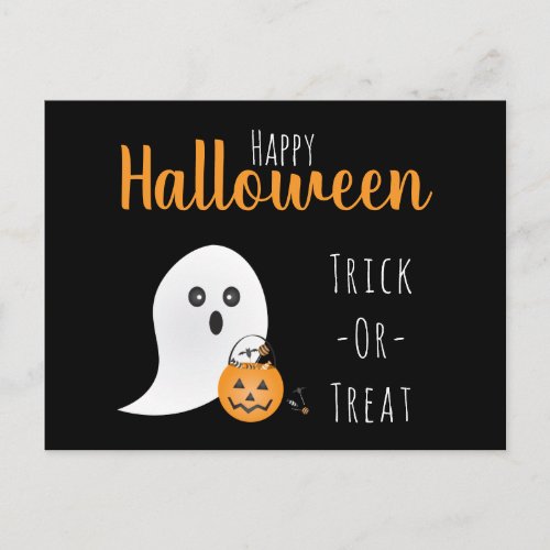 Trick Or Treat Happy Halloween Ghost Spooky Postcard