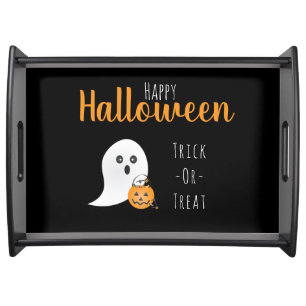 Trick Or Treat Happy Halloween Ghost Spooky Serving Tray
