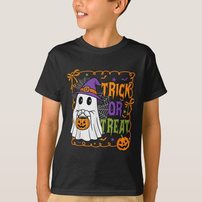 Trick Or Treat Happy Halloween Pumpkin Ghost Boy G T-Shirt (Front)
