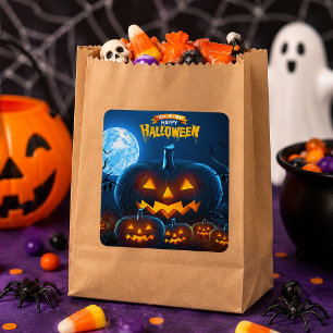 Trick or Treat Happy Halloween Pumpkin Kids Favor Square Sticker