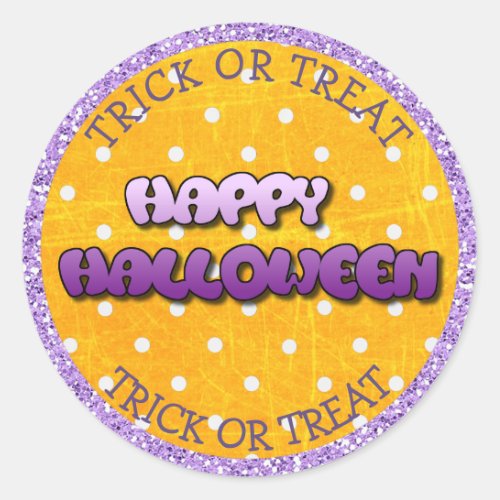 Trick or Treat Happy Halloween Purple Stickers