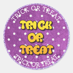 Trick or Treat Happy Halloween Purple Stickers
