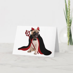 trick or treat happy halloween satan devil pug card