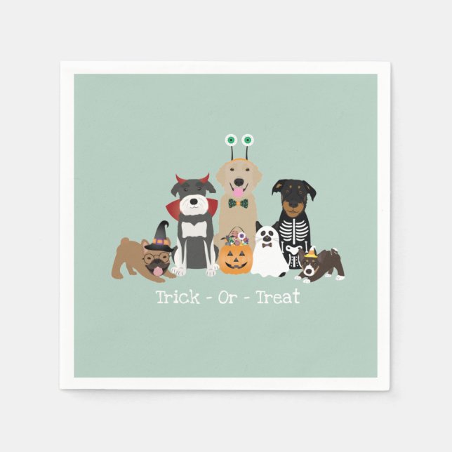 Trick Or Treat Happy Halloween Spooky Pet Costumes Napkins (Front)