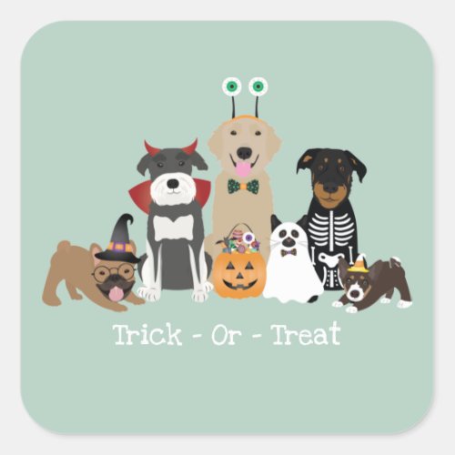 Trick Or Treat Happy Halloween Spooky Pet Costumes Square Sticker