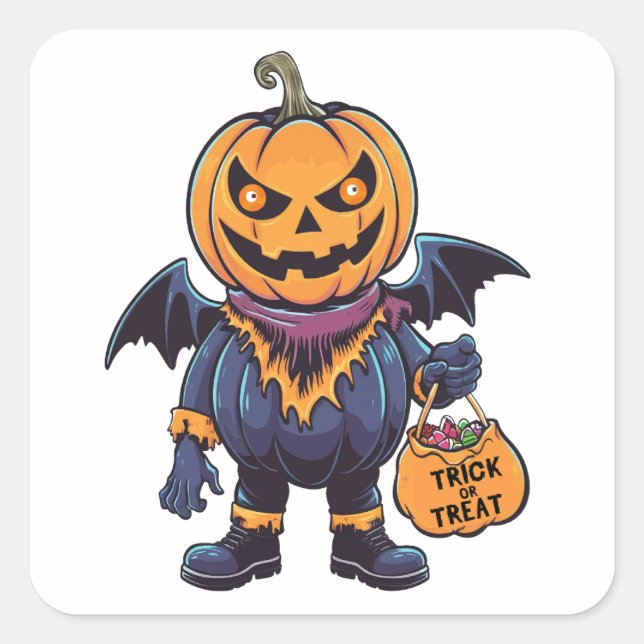 Trick or Treat | Happy Halloween Square Sticker (Front)