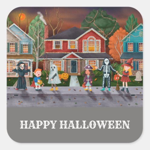 Trick or Treat Happy Halloween Square Sticker