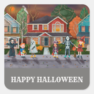 Trick or Treat, Happy Halloween Square Sticker