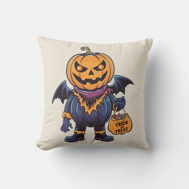 Trick or Treat | Happy Halloween Throw Pillow (Front)