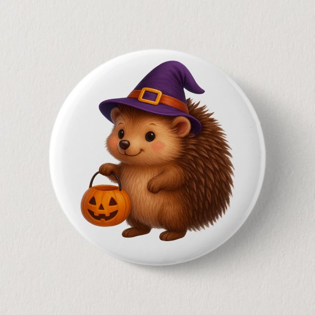 Trick-or-Treat Hedgehog Button (Front)