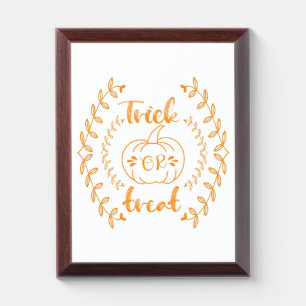 Trick or treat in plants frame award plaque