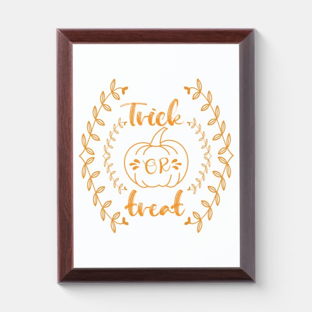 Trick or treat in plants frame  award plaque (Vertical)