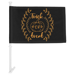 Trick or treat in plants frame  car flag