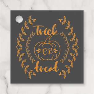 Trick or treat in plants frame favor tags