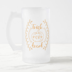 Trick or treat in plants frame frosted glass beer mug