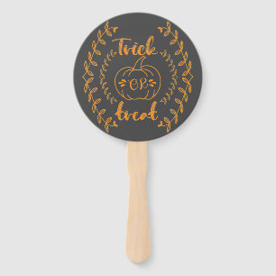 Trick or treat in plants frame hand fan