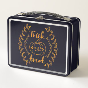 Trick or treat in plants frame metal lunch box