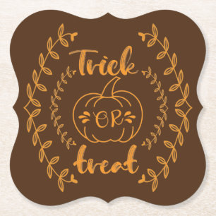 Trick or treat in plants frame paper coaster