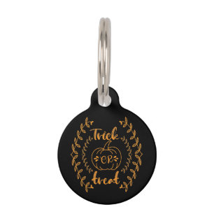 Trick or treat in plants frame pet ID tag