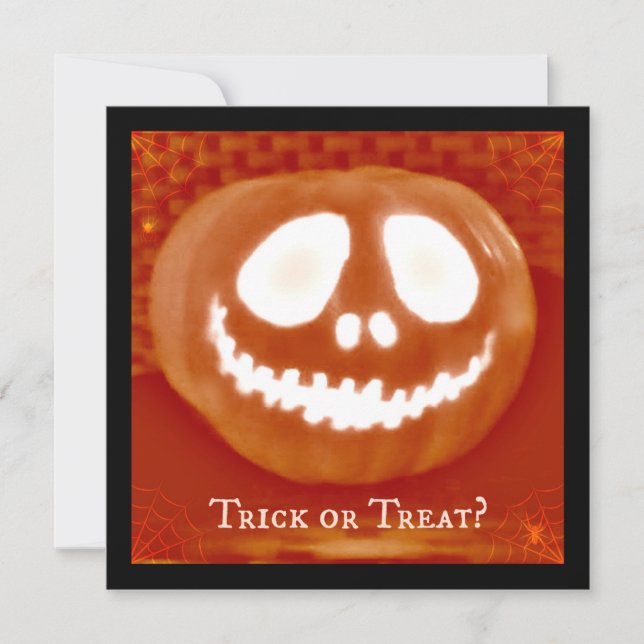 Trick or Treat Jack-O'-Lantern Halloween Invites (Front)