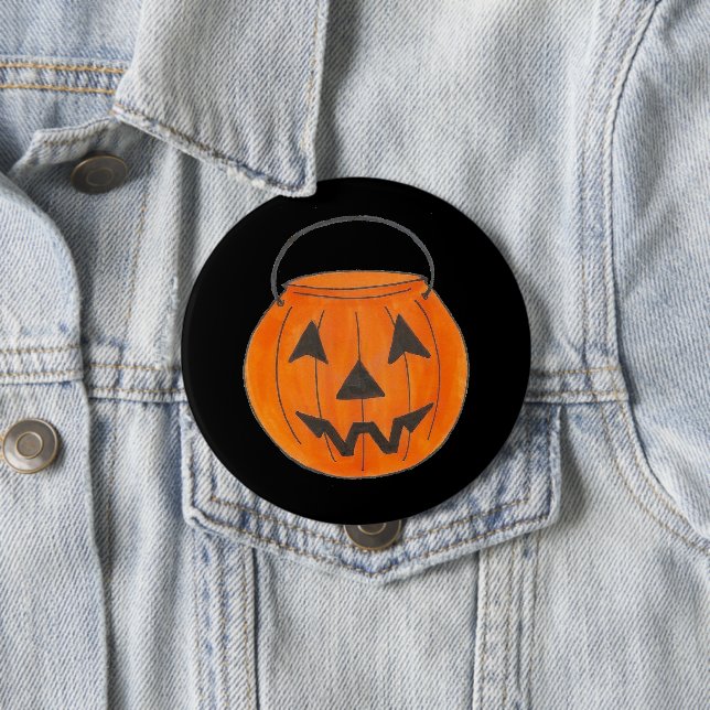 Trick or Treat Jack o' Lantern Halloween Pumpkin Button (In Situ)