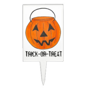 Trick-or-Treat Jack o' Lantern Halloween Pumpkin Cake Topper
