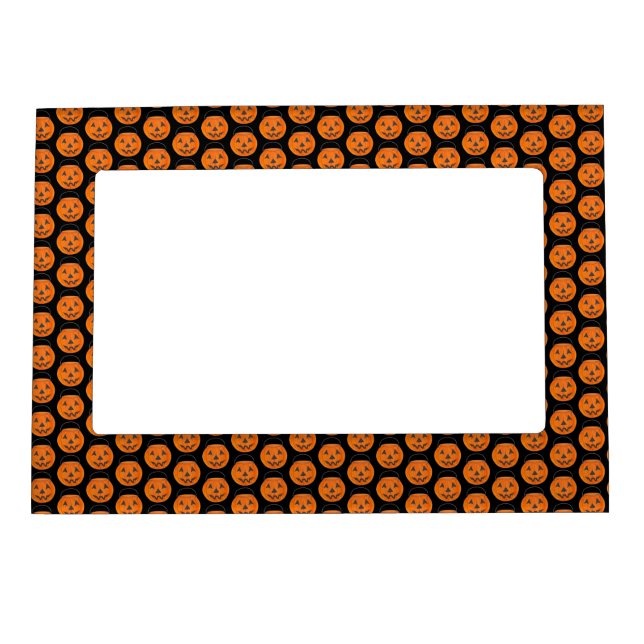Trick-or-Treat Jack o' Lantern Halloween Pumpkin Magnetic Photo Frame (Front)