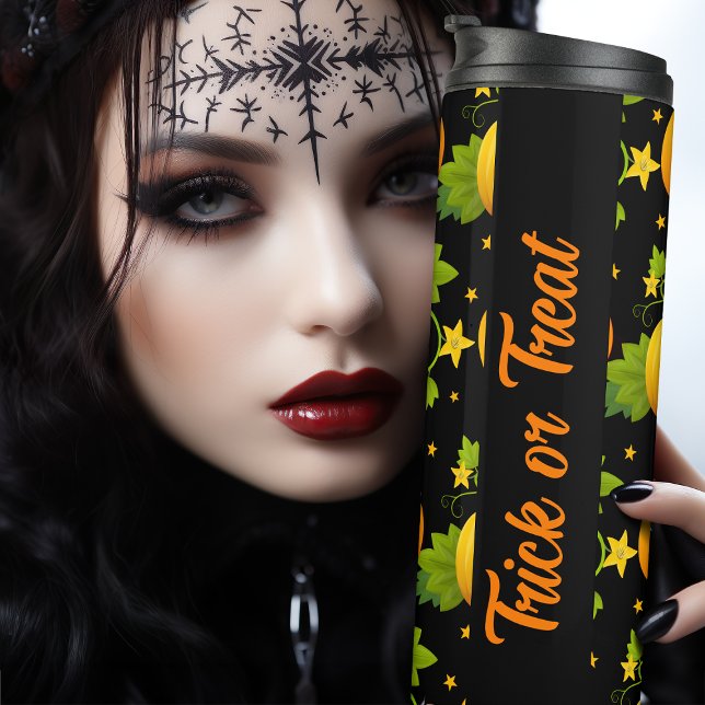 Trick or Treat Jack o Lantern Halloween Pumpkin Thermal Tumbler (Creator Uploaded)