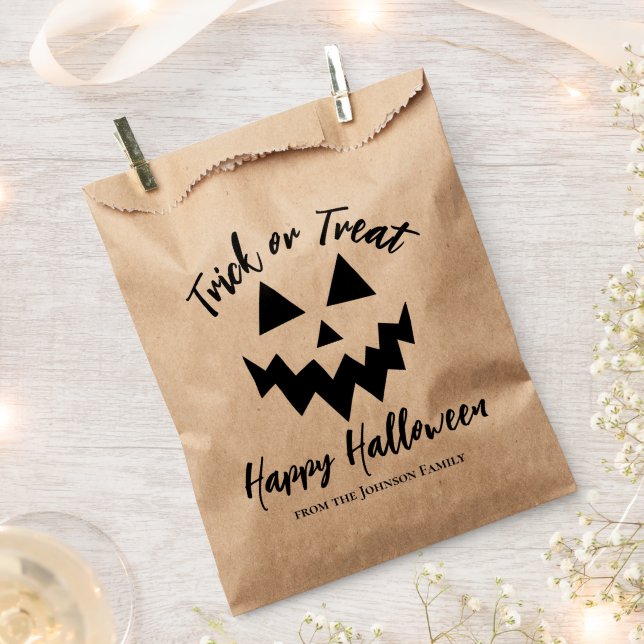Trick or Treat Jack O Lantern Happy Halloween Favor Bag (Clipped)
