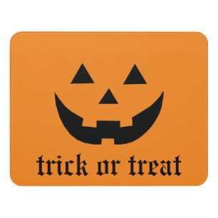 Trick or treat Jack o lantern orange Halloween Door Sign