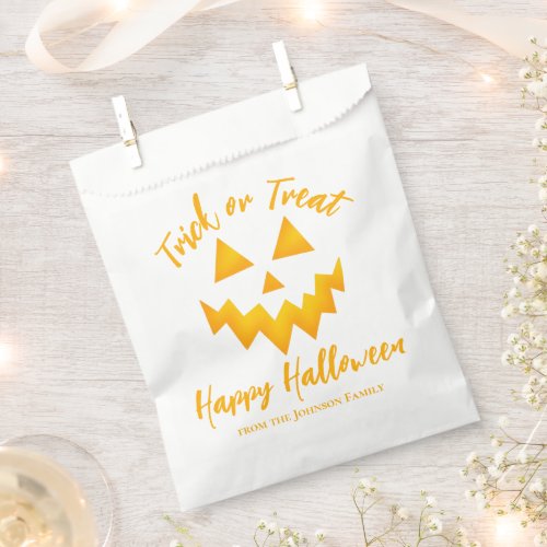 Trick or Treat Jack O Lantern Orange Halloween Favor Bag