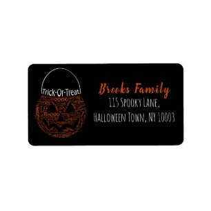 Trick Or Treat Jack O Lantern Typography Label