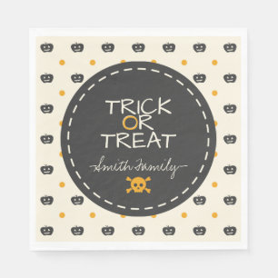 Trick Or Treat. Jack O Lantern White Polka Dots Napkins