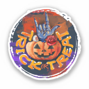 Trick or Treat – Jack-o'-Lantern with Red Rose (2) Sticker