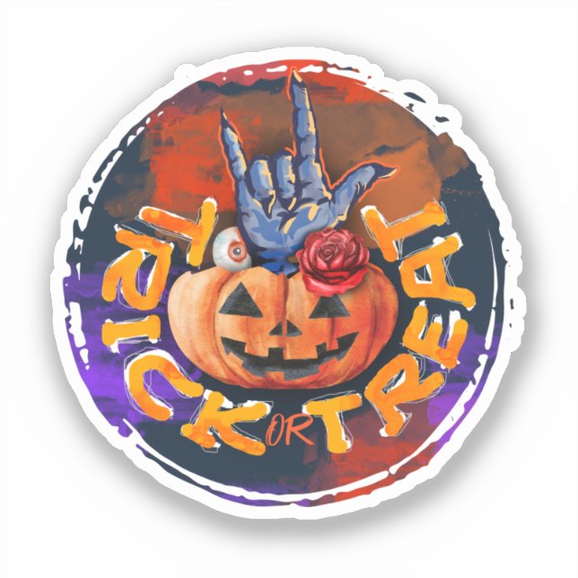 Trick or Treat – Jack-o'-Lantern with Red Rose (2) Sticker (Front)