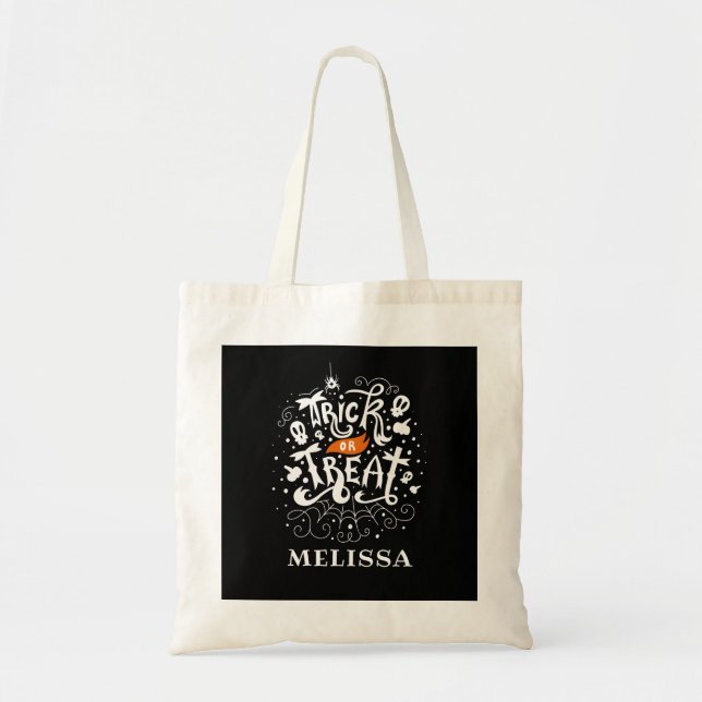 Trick or Treat Kids Custom Halloween Tote Bag (Front)