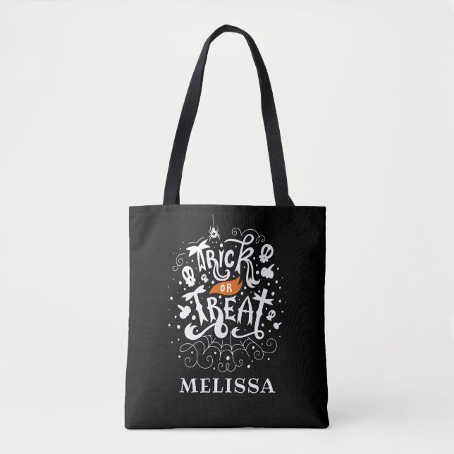 Trick or Treat Kids Custom Halloween Tote Bag (Front)