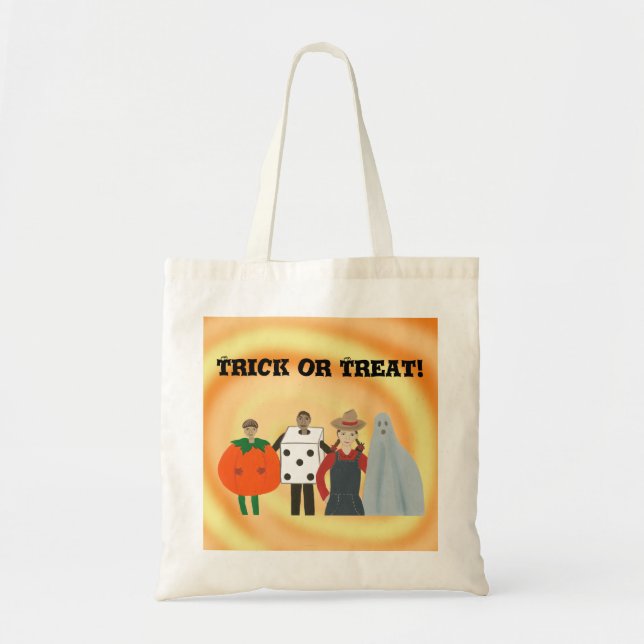 Trick or Treat, Kids in Costumes, Halloween Tote (Front)