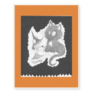 Trick or Treat? Kitten with Mouse Witch Temporary Tattoos