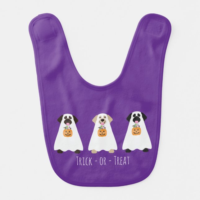 Trick Or Treat Labrador Retriever Ghost Dogs Baby Bib (Front)