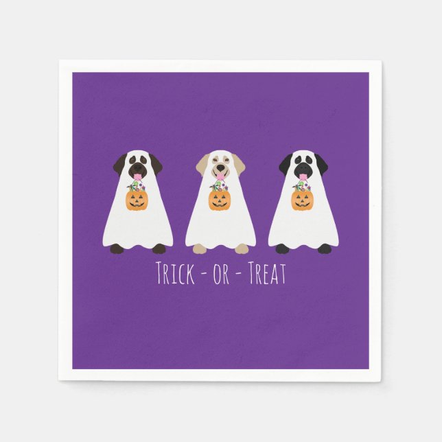 Trick Or Treat Labrador Retriever Ghost Dogs Napkins (Front)